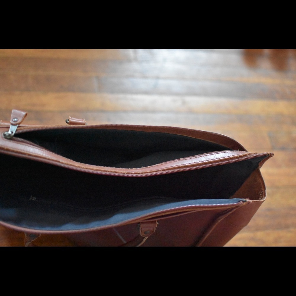 XL British Tan Leather Briefcase Attaché - Picture 4 of 5